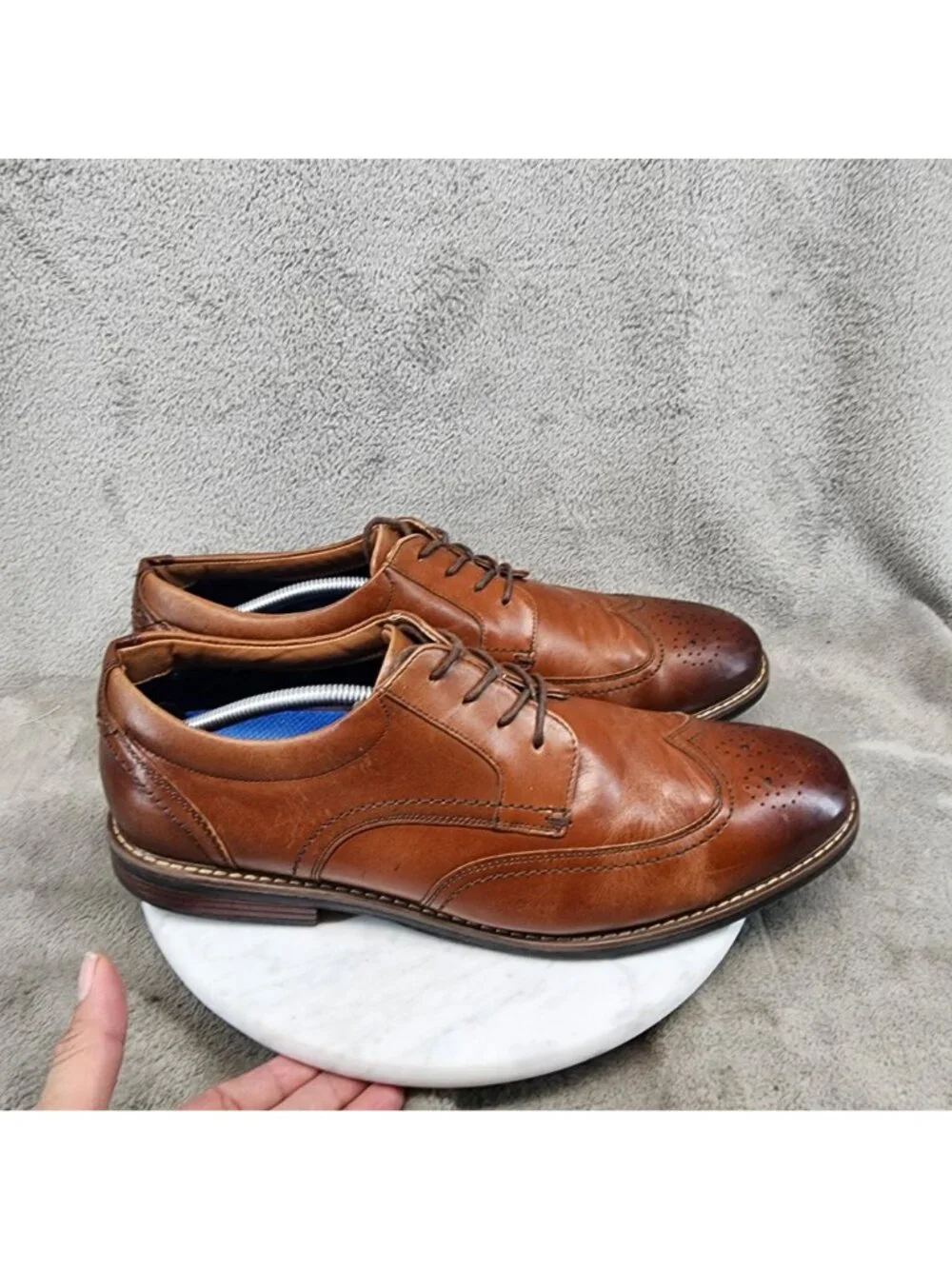 Nunn Bush Shoes Mens Size 12 Centro Flex Brown Leather Lace Up Oxfords *Read*